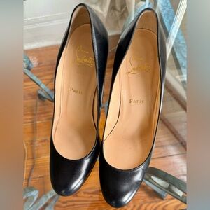 Christian Louboutin black leather heels w/dust bag